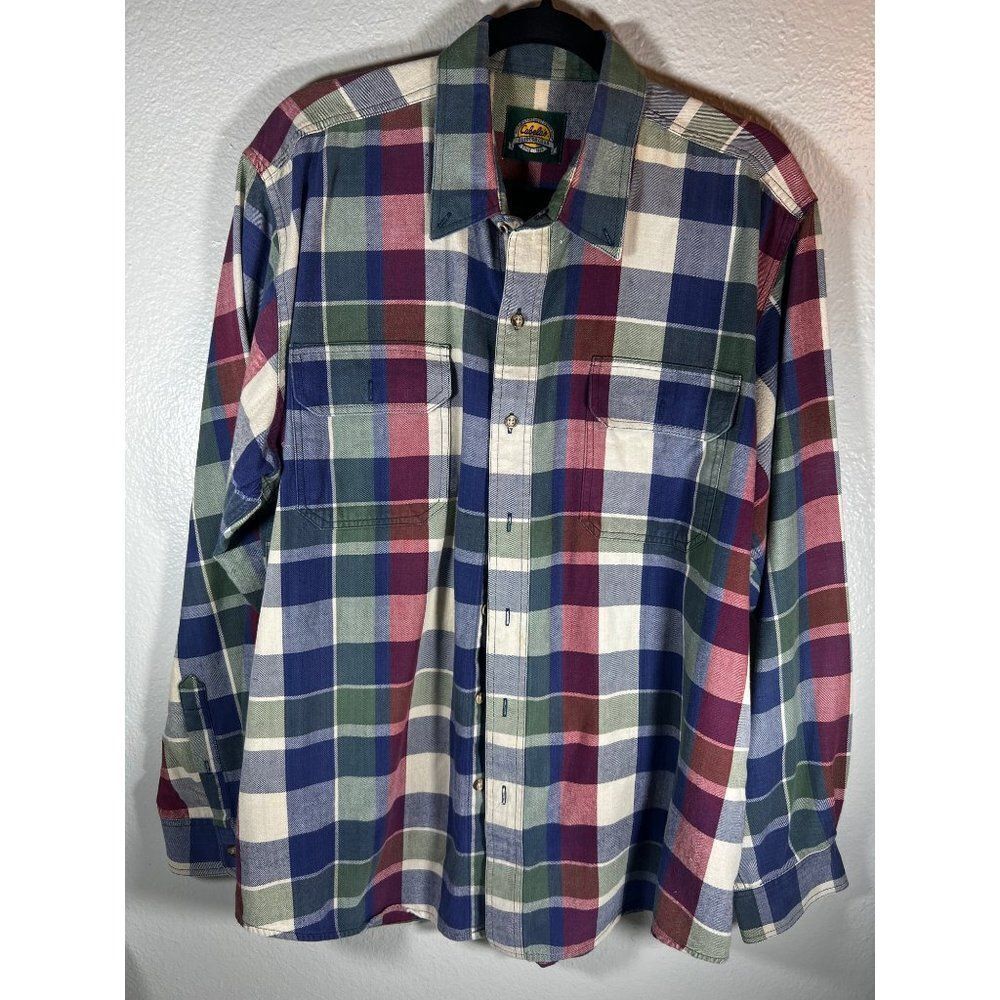 Cabela's Long Sleeve Checkered Button Down Shirt. Blue, Red, Green. Size XL